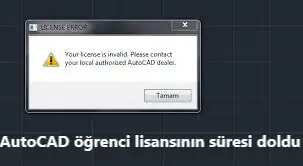 AutoCAD öğrenci lisansının süresi doldu