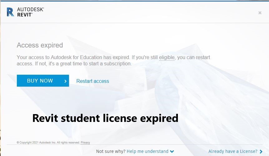 Revit student license expired